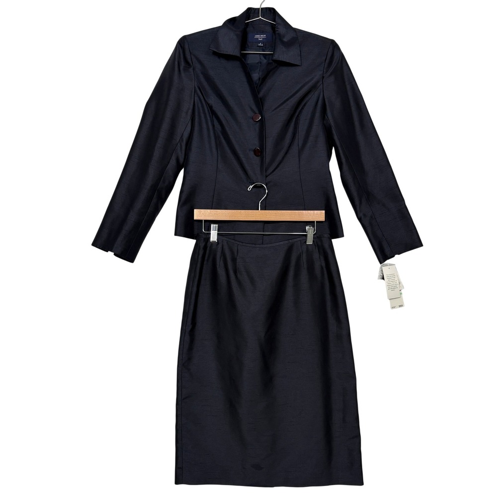 Jones Wear Women Skirt Suit 8 Navy Blue Blazer Skirt Set NWT Careerwear Office